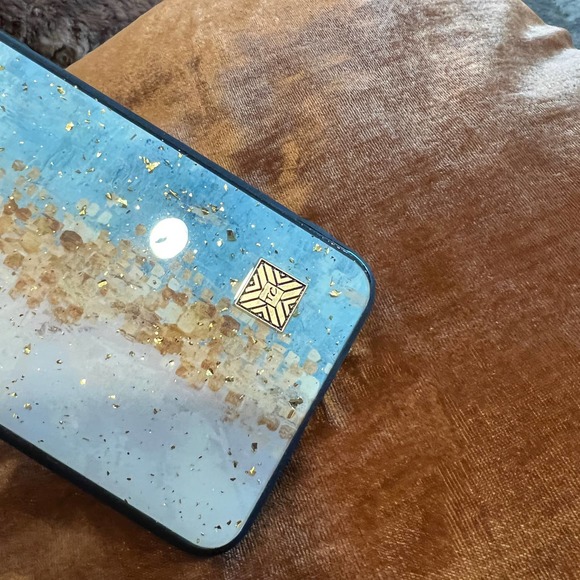 iPhone 12 Pro Max Case Gold Blue Abstract Print NEW - Picture 2 of 6